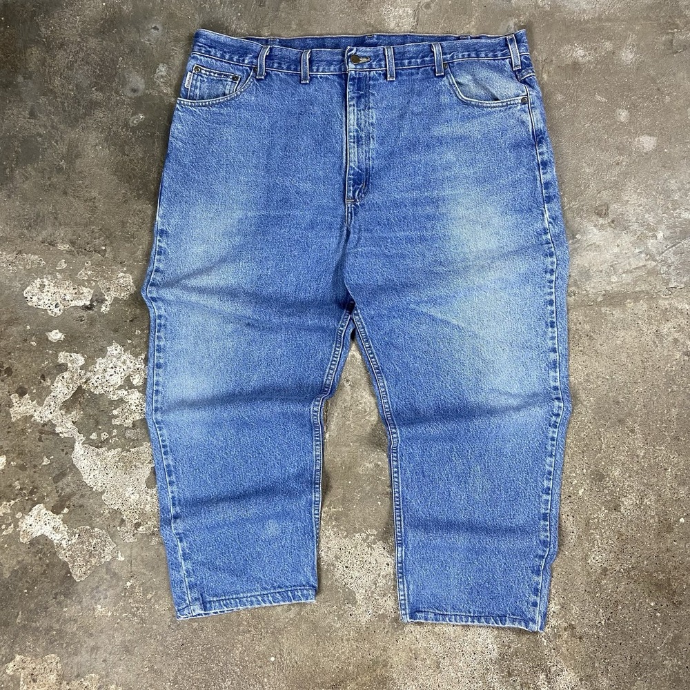 Vintage Carhartt Jeans Size 46x30 Blue Denim Medium Wash Traditional Fit Work